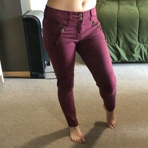 Maroon AMERICAN EAGLE // skinny moto crop